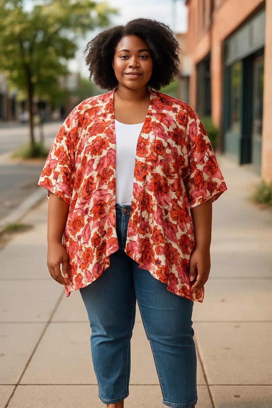 LC Lauren Conrad Kimono Womens One Size 2X Sheer Floral Lightweight Cover Up